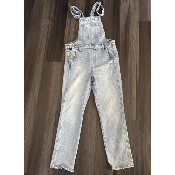 Old Navy Pants - Old Navy Overalls Women 6 Light Wash Denim Bib Skinny Hip Zip Carpenter Festival